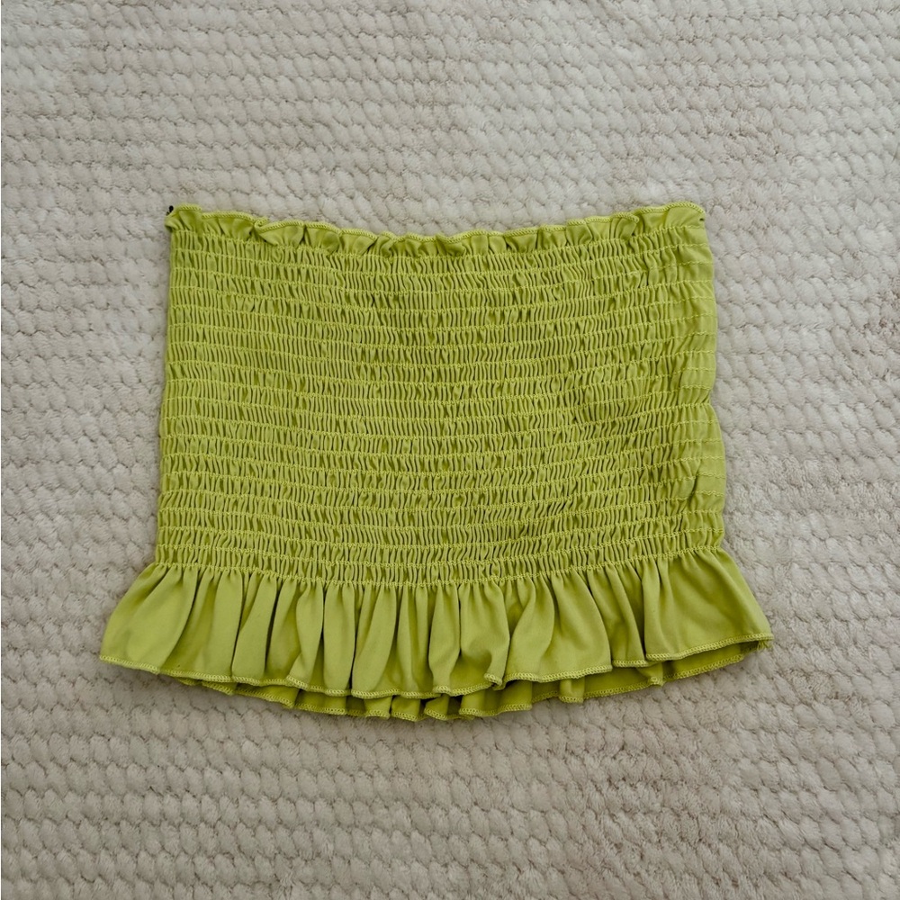 Forever 21 Green Smocked Bubble Tube Top